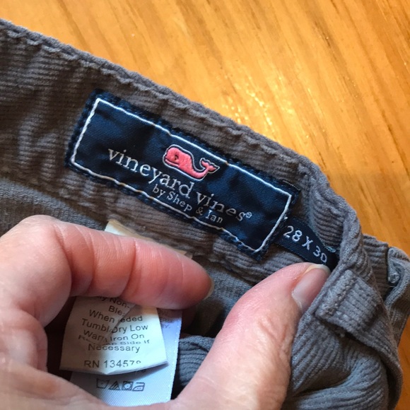 VINEYARD VINES 28 x 30 Charcoal Corduroy Straight Leg Pants - Picture 6 of 7